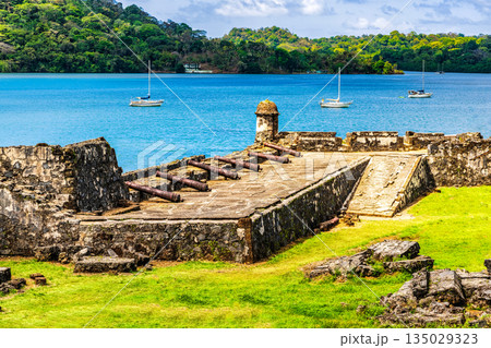 UNESCO World Heritage Site Fort San Jeronimo located in Portobelo, Panama. 135029323