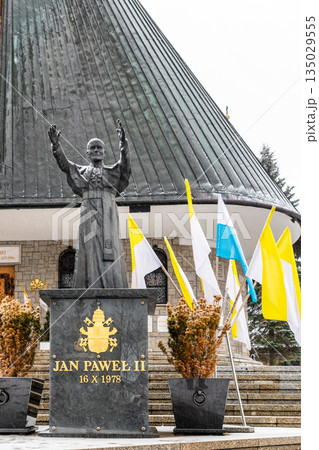 Pope John, Poul II monument in Zakopane, Tatra mountains Poland. Pope John, Poul II monument in Zakopane, Tatra mountains Poland. 135029555