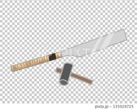 Saw and hammer illustration Saw and hammer illustration 135029725