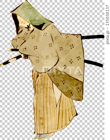 一位心事重重的武士沿著雪路行走 135030137