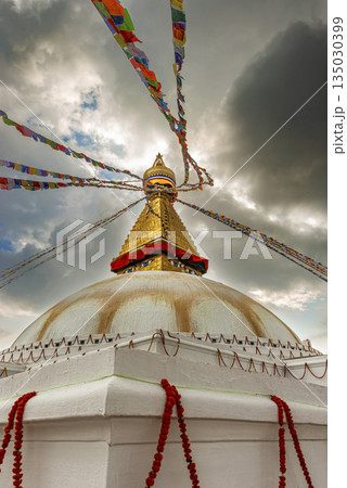 Boudha, bodhnath or Boudhanath stupa with prayer flags, the biggest Buddhist stupa in Kathmandu, Nepal. Boudha, bodhnath or Boudhanath stupa with prayer flags, the biggest Buddhist stupa in Kathmandu, Nepal. 135030399
