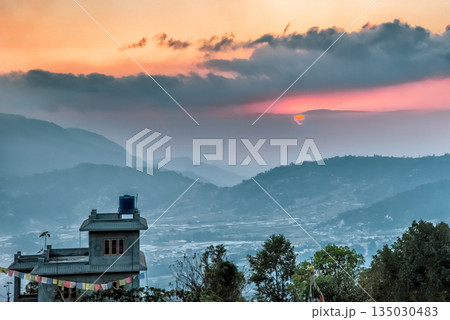 Sunset over Kathmandu valley in Nepal Sunset over Kathmandu valley in Nepal 135030483