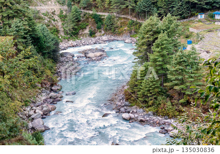 River in Himalaya on Everest Base Camp Trek in Nepal. River in Himalaya on Everest Base Camp Trek in Nepal. 135030836