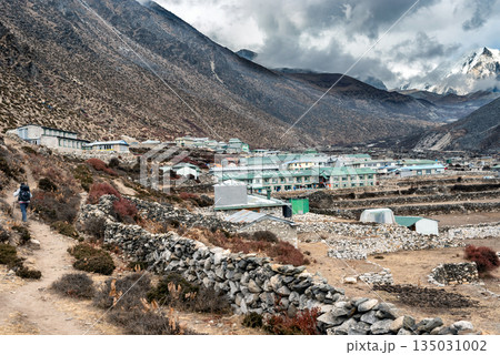 Dingboche settlement and surrounding Himalayan mountains in Nepal Dingboche settlement and surrounding Himalayan mountains in Nepal 135031002