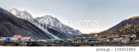 Dingboche settlement and surrounding Himalayan mountains in Nepal Dingboche settlement and surrounding Himalayan mountains in Nepal 135031003