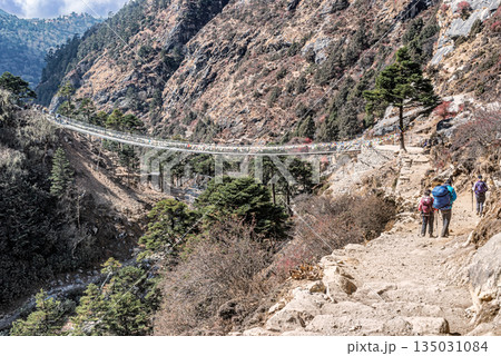 Imja Khola river landscape on Everest Base Camp Trek in Nepal. Imja Khola river landscape on Everest Base Camp Trek in Nepal. 135031084