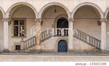 Renaissance courtyard of royal castle called Wawel in Cracow, Poland. Renaissance courtyard of royal castle called Wawel in Cracow, Poland. 135031199