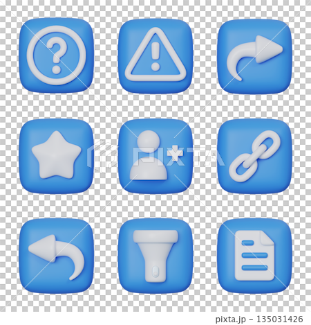 Blue square User Interface 3D Icon Set Blue square User Interface 3D Icon Set 135031426