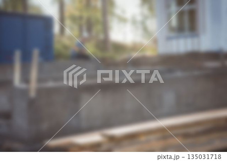 Concrete foundation at construction site Concrete foundation at construction site 135031718