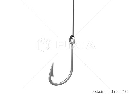 Sharp metal hook against white background 135031770
