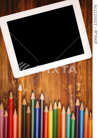 Students desk with tablet pc 135031776