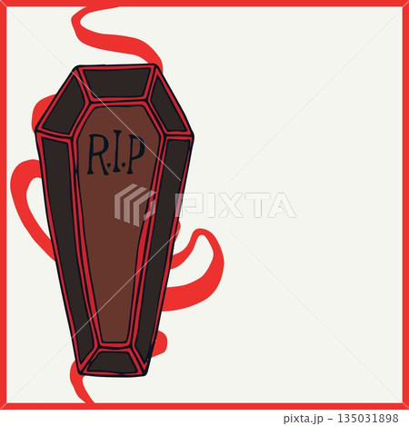Digital image of coffin on white wallpaper 135031898