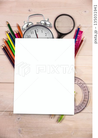 Students desk with white page 135031941