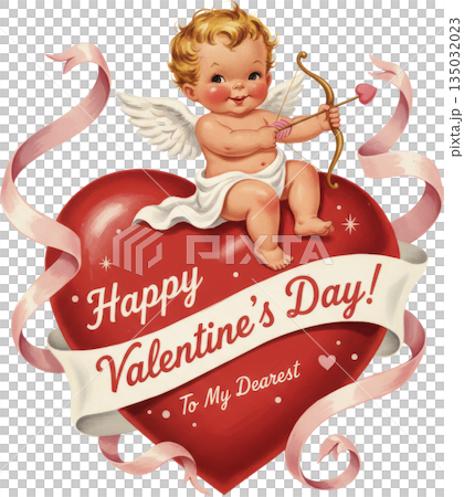 Vintage Valentine's Day material with a large heart 135032023