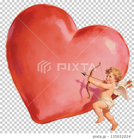 Vintage Valentine's Day material with a large heart 135032024