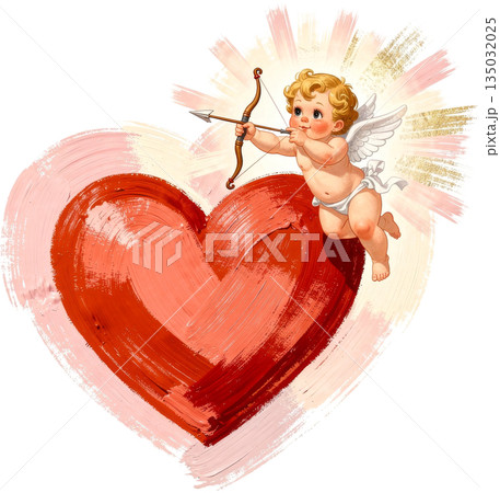 大きなハートのヴィンテージ調バレンタイン素材 135032025