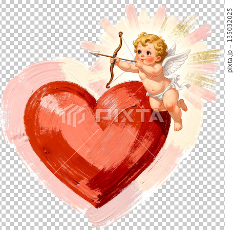 復古情人節主題面料，帶有一個大愛心圖案 135032025