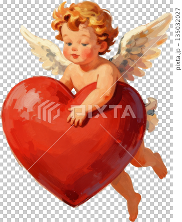Vintage Valentine's Day material with a large heart 135032027