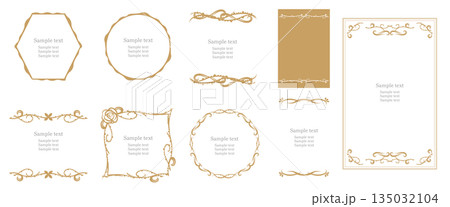 エレガントでゴールドの豪華なアンティークフレームセット　飾り枠  135032104
