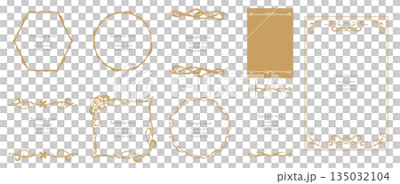 優雅奢華的金色仿古相框套裝。 135032104