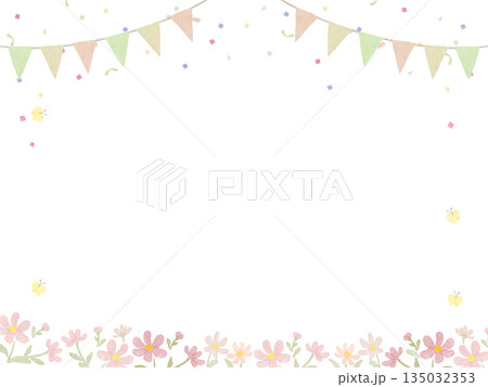 春にぴったりな水彩で描いた可愛いパステルカラーのフレーム背景イラスト 春にぴったりな水彩で描いた可愛いパステルカラーのフレーム背景イラスト 135032353