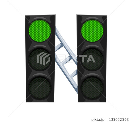 Car racing font cartoon traffic light letter N. Automobile rally type symbol, motorsport font vector letter. Car race kids ABC typeface sign or auto road racing typeset element Car racing font cartoon traffic light letter N. Automobile rally type symbol, motorsport font vector letter. Car race kids ABC typeface sign or auto road racing typeset element 135032598