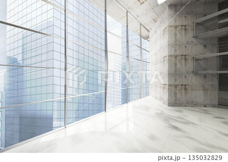 Modern room overlooking city 135032829