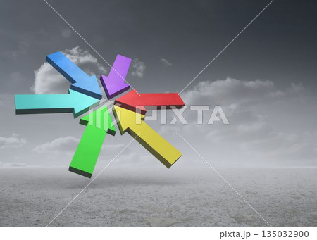 Colorful arrows in a desert landscape 135032900