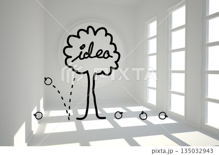 Idea tree graphic in bright room Idea tree graphic in bright room 135032943