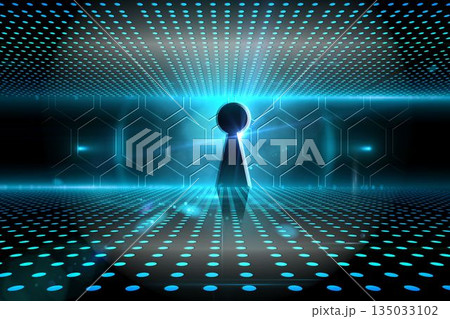 Keyhole on technological glowing background 135033102