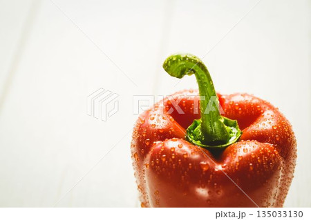 Fresh red pepper on table Fresh red pepper on table 135033130