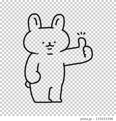 可愛的兔子做出好兆頭的線條畫 135033396