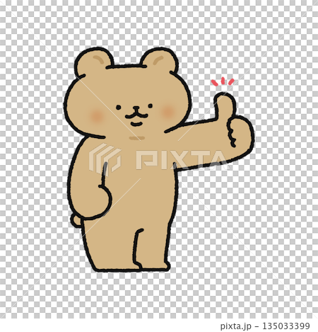 グッドサインするかわいいクマ 135033399
