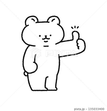 グッドサインするかわいいクマ 線画 グッドサインするかわいいクマ 線画 135033400