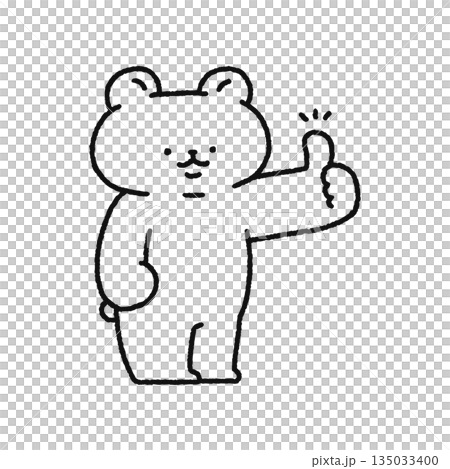 グッドサインするかわいいクマ 線画 グッドサインするかわいいクマ 線画 135033400