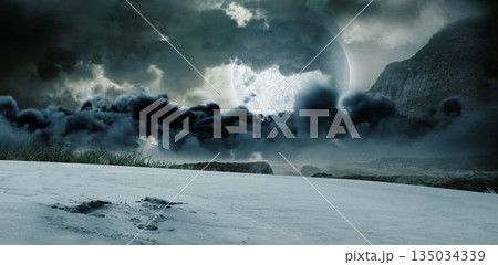 View of landscape against cloudy sky 135034339