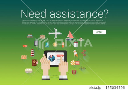 Need assistance text with icons Need assistance text with icons 135034396