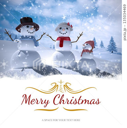 snowman family Christmas card snowman family Christmas card 135034469