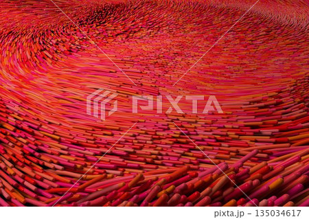View of red optical fiber View of red optical fiber 135034617