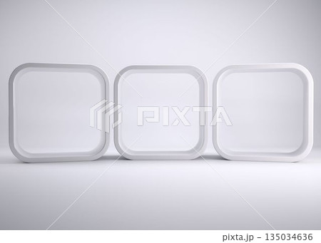 Flat design featuring three white blank rounded square panels with gradient backdrop Flat design featuring three white blank rounded square panels with gradient backdrop 135034636