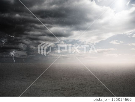 Digitally generated stormy ominous landscape 135034666