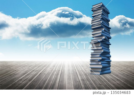 Stack of books against sky Stack of books against sky 135034683