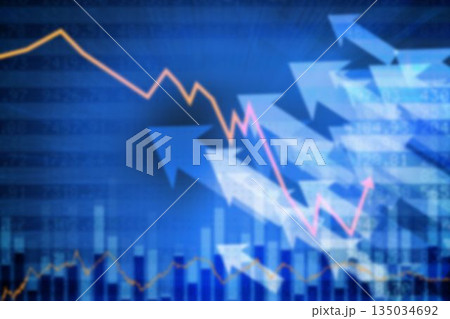 Composite image of arrow symbols and graph 135034692