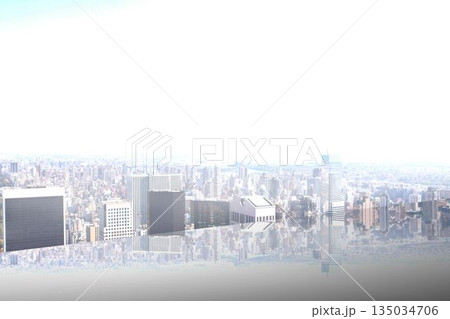 Vector flat design illustration is capturing city skyline reflecting on glossy rooftop platform Vector flat design illustration is capturing city skyline reflecting on glossy rooftop platform 135034706