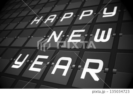 New year message on black roller board New year message on black roller board 135034723