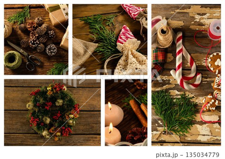 Candle candy and Christmas decoration Candle candy and Christmas decoration 135034779