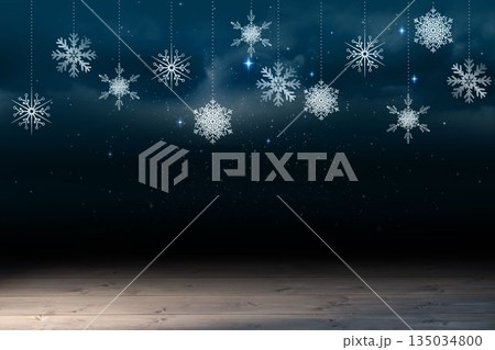 Snowflake wallpaper over floor boards Snowflake wallpaper over floor boards 135034800