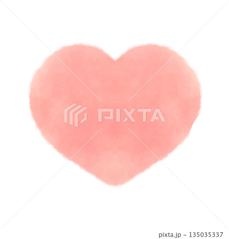かわいい赤いハートマークの水彩風イラスト素材 かわいい赤いハートマークの水彩風イラスト素材 135035337