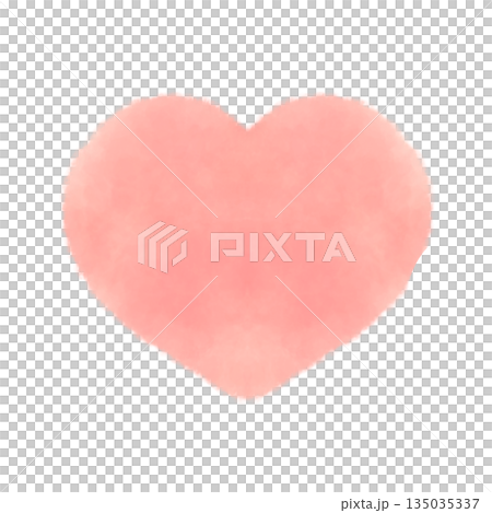 かわいい赤いハートマークの水彩風イラスト素材 かわいい赤いハートマークの水彩風イラスト素材 135035337