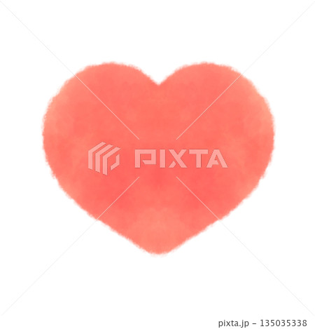 かわいい赤いハートマークの水彩風イラスト素材 135035338